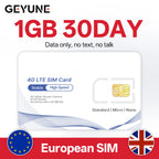 Europa Prepaid Daten-SIM-Karte, Abdeckung in Europa/Großbritannien, High-Speed 5G/4G LTE, Nur-Daten-SIM-Angebot für 4G-Kameras und Reisen