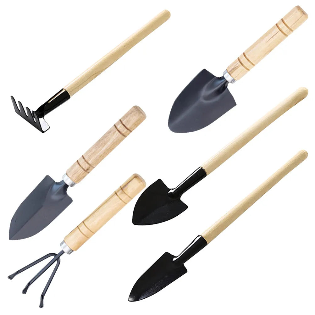 2 Sets Gartengeräteset für den Innen- und Außengarten, Handwerkzeugset mit Kelle, Rechen, Spaten für Zimmerpflanzen, Sukkulenten, Bonsai