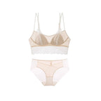 SuyaDream, Damen Spitzen-BH-Set, Futter aus echter Seide, dünne geformte Cups, ohne Bügel, transparente Unterwäsche aus Mesh, gemütliche Dessous 2025