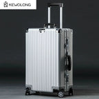Hochwertiger Vintage-Koffer aus Aluminium-Magnesium-Legierung, 20/24/26/29 Zoll leichter Reise-Trolley mit Ledergriff