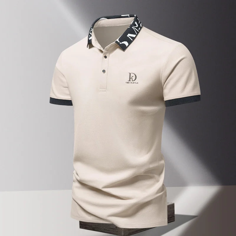 Sommer Herren-Poloshirt modisches Eisseide schnell trocknendes Kurzarm-T-Shirt einfarbig locker sitzendes Businesskragen-Oberteil