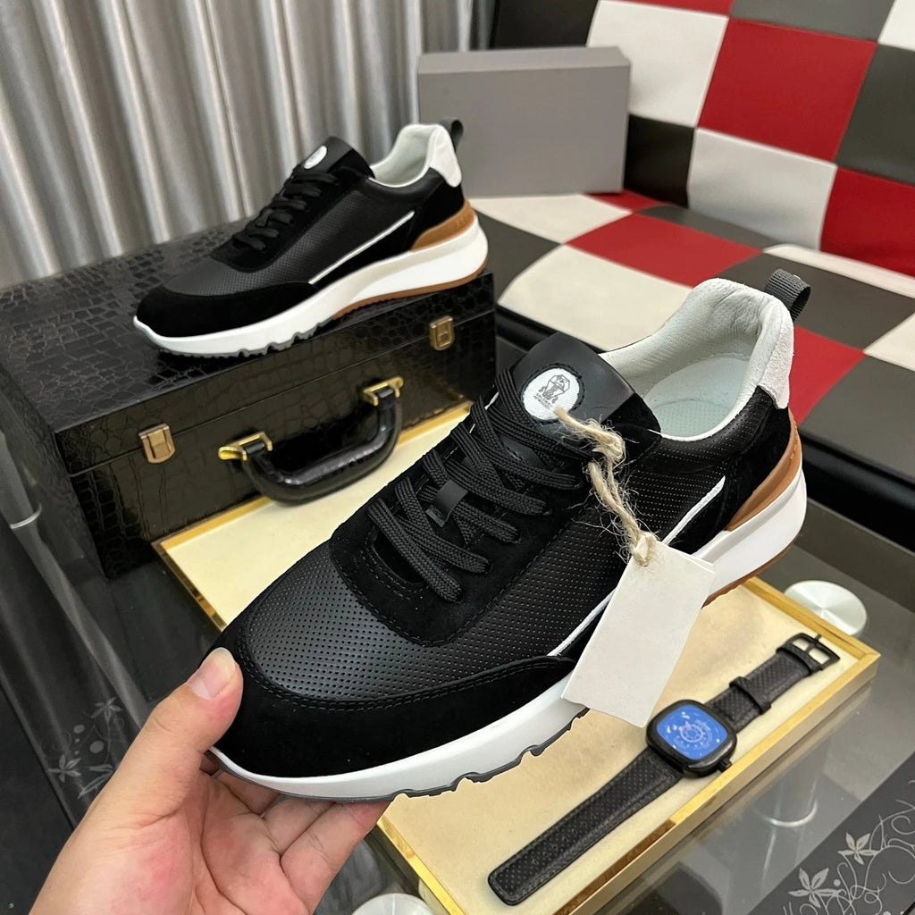 Luxusmarke Herrenschuhe Handgemachte Freizeit-Sneaker Jacquard-Nylon-Gewebe mit Wildleder Wander- und Radschuhe Laufschuhe Weihnachtsgeschenke