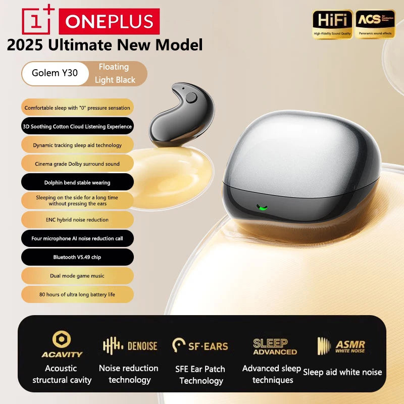 Oneplus Schlaf-Kopfhörer Kabellose Bluetooth-Ohrhörer Semi-In-Ear Mini Hochwertiger Klang Lange Akkulaufzeit Büro Reisen