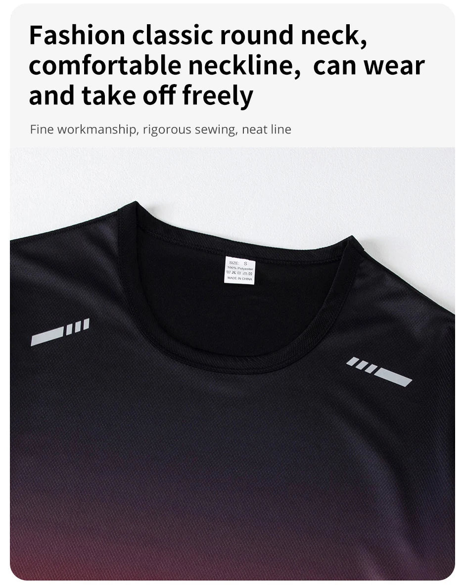 3-teiliger Herren-Sportanzug, schnelltrocknend, mit Farbverlauf, Freizeit-Sport, Laufen, kurze Ärmel, bequeme Sonnencreme, Hose, Joker-Shorts