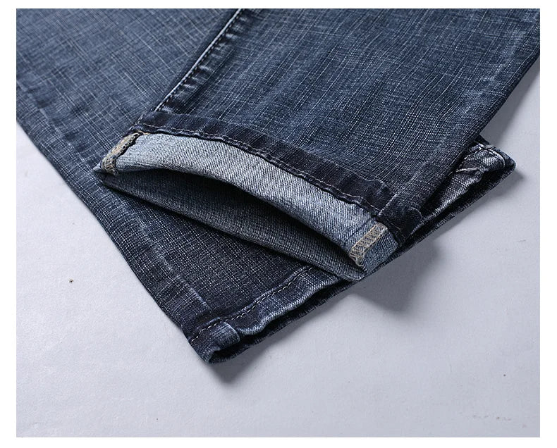 Wthinlee Neue Herrenjeans Freizeithose Gerade Stretch Modische Klassische Blau-Schwarze Arbeits-Jeansstoff-Hose Herren Markenkleidung