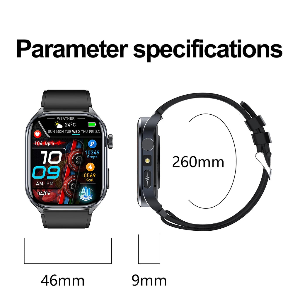 Neue Gesundheitsuhr Harnsäure Blutdruck Blutsauerstoff Körperanalyse Körperfett Smartwatch EKG+PPG Bluetooth Anruf Uhr Frauen Männer