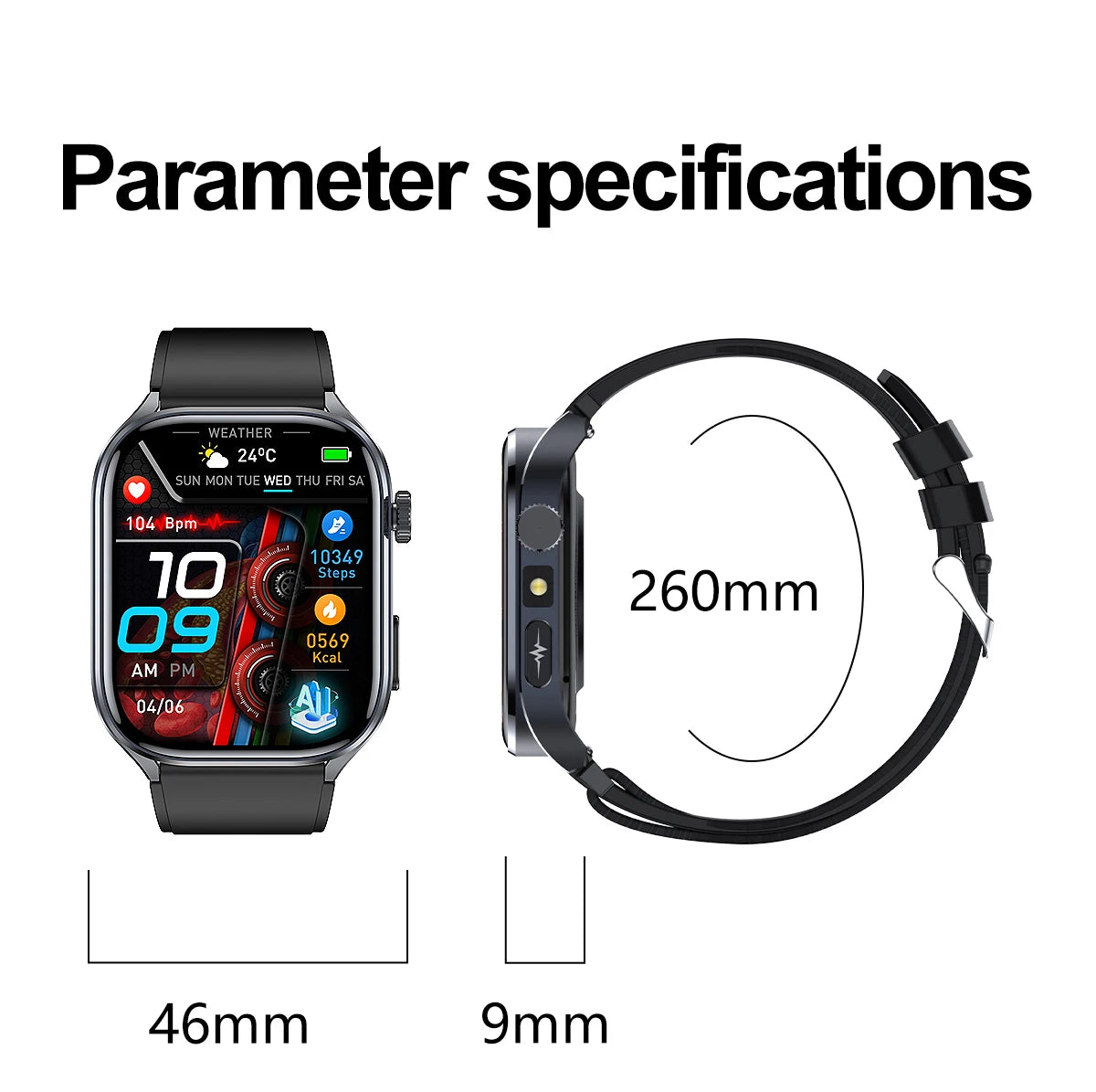 Neue Gesundheitsuhr Harnsäure Blutdruck Blutsauerstoff Körperanalyse Körperfett Smartwatch EKG+PPG Bluetooth Anruf Uhr Frauen Männer