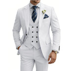 Herren 3-teiliger Slim Fit Anzug für Herren Zweireiher Hochzeits- Abschlussballanzug Formeller Business-Dinner-Smoking