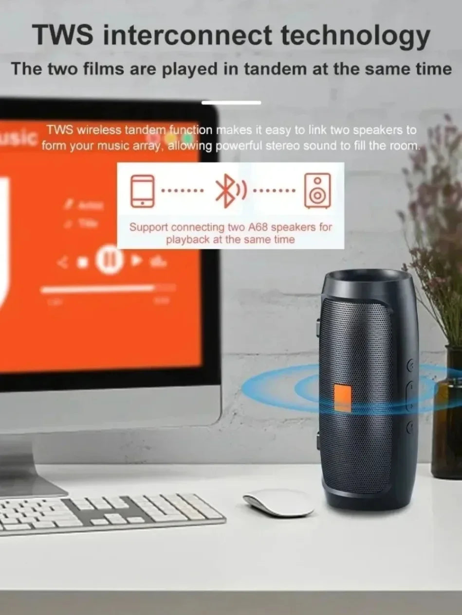 Lenovo TF USB Bluetooth Funklautsprecher Tragbarer Stereo-Doppellautsprecher für den Außenbereich mit FM-Stimme und Subwoofer