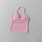 Langes Trägertop Yoga Weste Damen Rückenloses Tank Top Sport Fitness BHs Laufendes Workout Gym Neckholder
