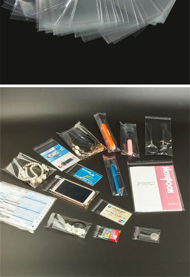 100/200 Stk. transparente, selbstklebende Beutel OPP Plastik-Zellophanbeutel Geschenkbeutel & Beutel Schmuckverpackungsbeutel