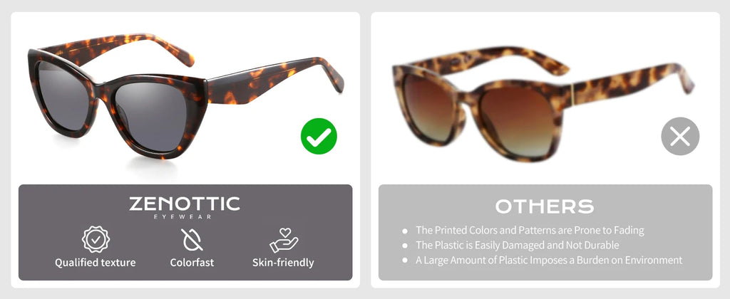 ZENOTTIC Polarisierte Sonnenbrille Damen Cat-Eye: Trendige Cateye Sonnenbrille für Damen - Süße Sonnenbrille UV400 Schutz