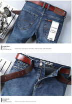 WTHINLEE Business Herren Jeans Casual Straight Stretch Mode Klassische Blaue Arbeits-Denim-Hosen Herren Markenbekleidung Größe 28-40