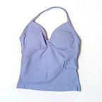 Gym Schöner offener Rücken BH Laufen Training Impact Neckholder Longline Trägertop Sport Yoga Weste Damen Fitness Tank Top