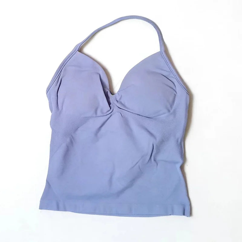 Gym Schöner offener Rücken BH Laufen Training Impact Neckholder Longline Trägertop Sport Yoga Weste Damen Fitness Tank Top