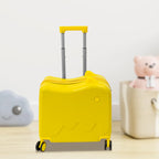 18-Zoll-Aufstehkoffer, niedlicher Koffer mit interner Netztasche, Aufbewahrungsbox mit Lenkrollen für Kurztrips, Gelb