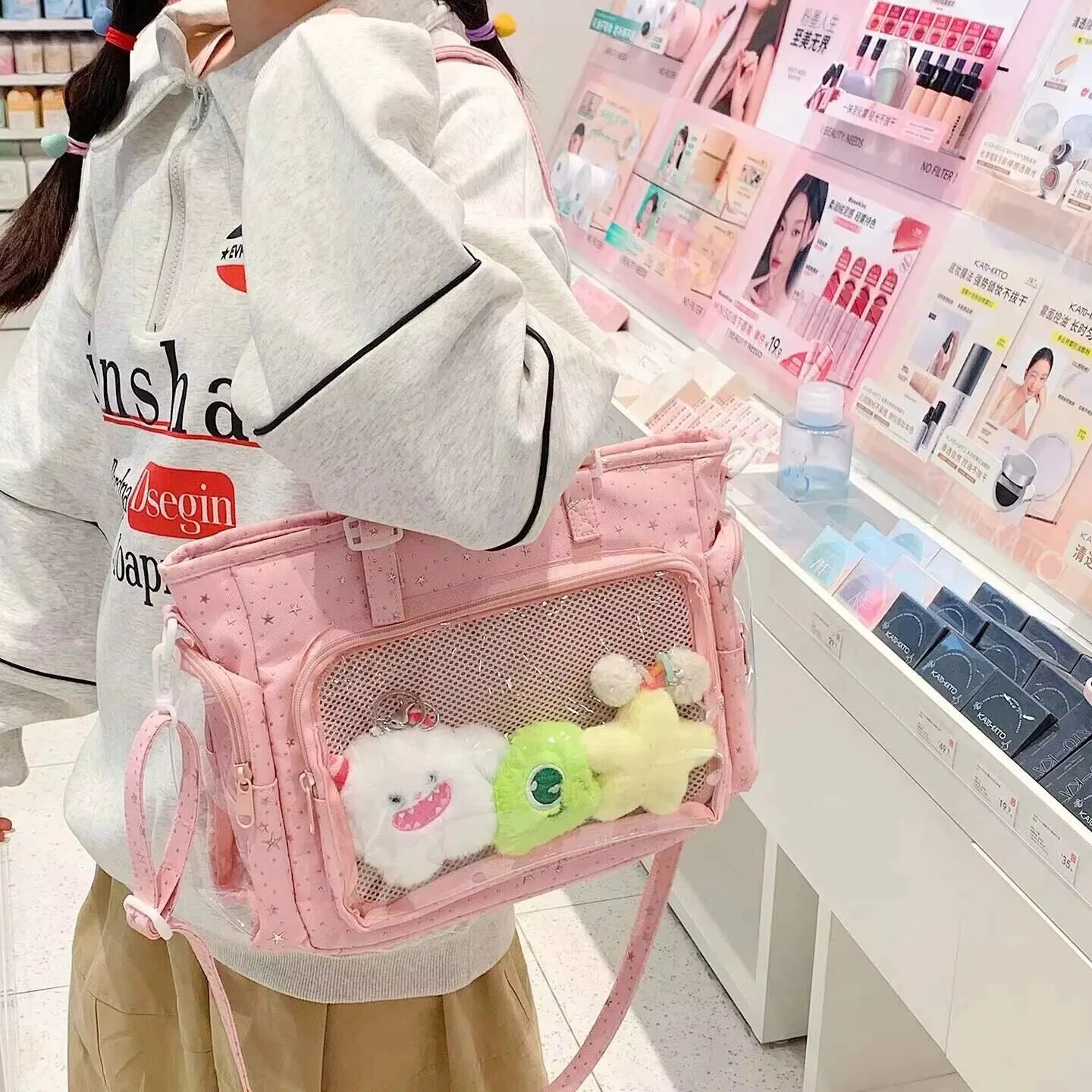 Neue Y2K Süße Japanische Ita Bag Lolita Mädchen Transparente Umhängetasche Große Kapazität Umhängetasche Lässige Tasche DIY Display Handtaschen