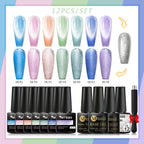 10/12PCS/SET Katze Magnetisches Gel Nagellack Set 9D Reflektierendes Glitzer Gel Halbpermanentes UV Gel Soak Off Funkelndes Nagelkunst Kits