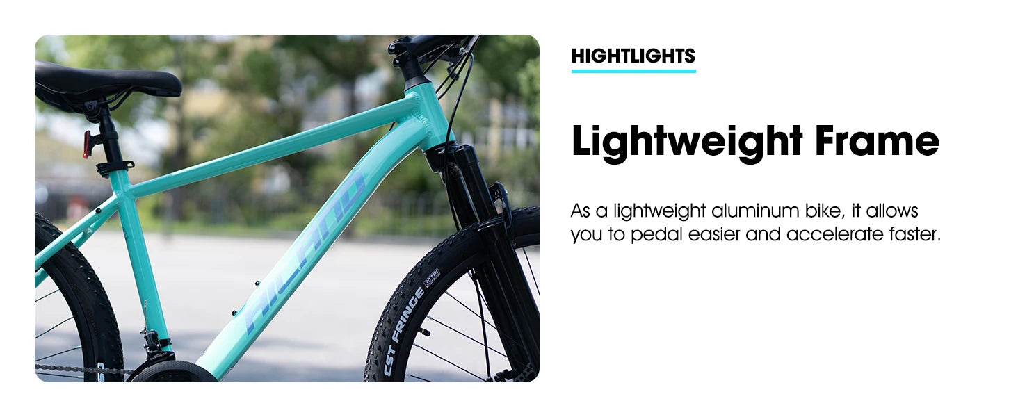 HILAND 26 Zoll Mountainbike aus Aluminiumlegierung für Damen und Herren, 21-Gang-Fahrrad mit mechanischen Scheibenbremsen, Federgabel
