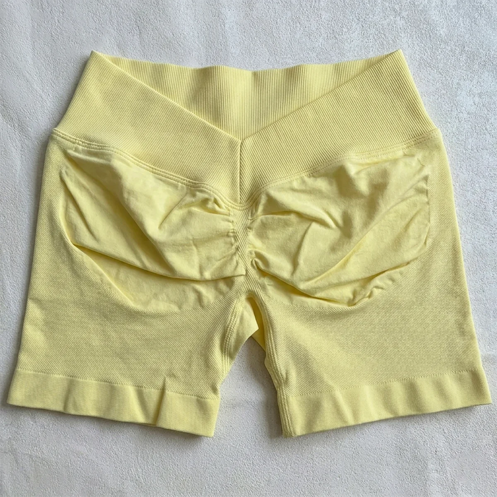 Damen Scrunch Shorts nahtlos V-Rücken Scrunch Booty Shorts Fitness Workout Laufen Yoga Gym Shorts