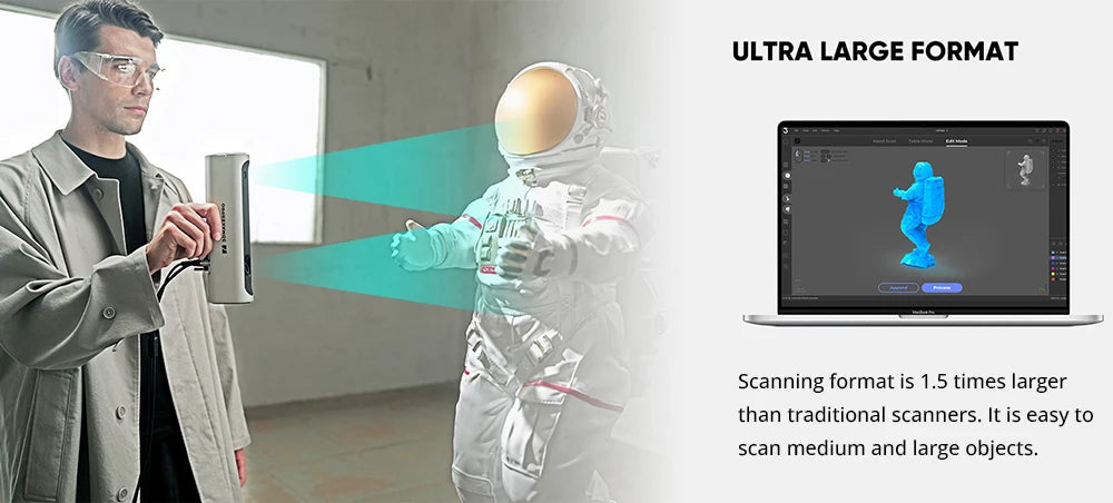 3DMakerpro Lynx 3D Scanner Luxury Edition, 0.10mm Accuracy, 0.30mm Resolution, 10fps Frame Rate, Class 1 White Light, Visual Tracking, 250x400mm Single Capture Range