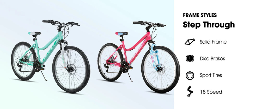 Hiland 26 Zoll Damen Mountainbike, 18-Gang mit Federgabel, doppelten mechanischen Scheibenbremsen, Aluminiumrahmen MTB