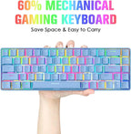 65 % kabelgebundenes mechanisches Gaming-Tastatur- und Maus-Combo, Mini-Tastatur mit 68 Tasten, RGB-Hintergrundbeleuchtung, leichte optische RGB-Wabenmaus