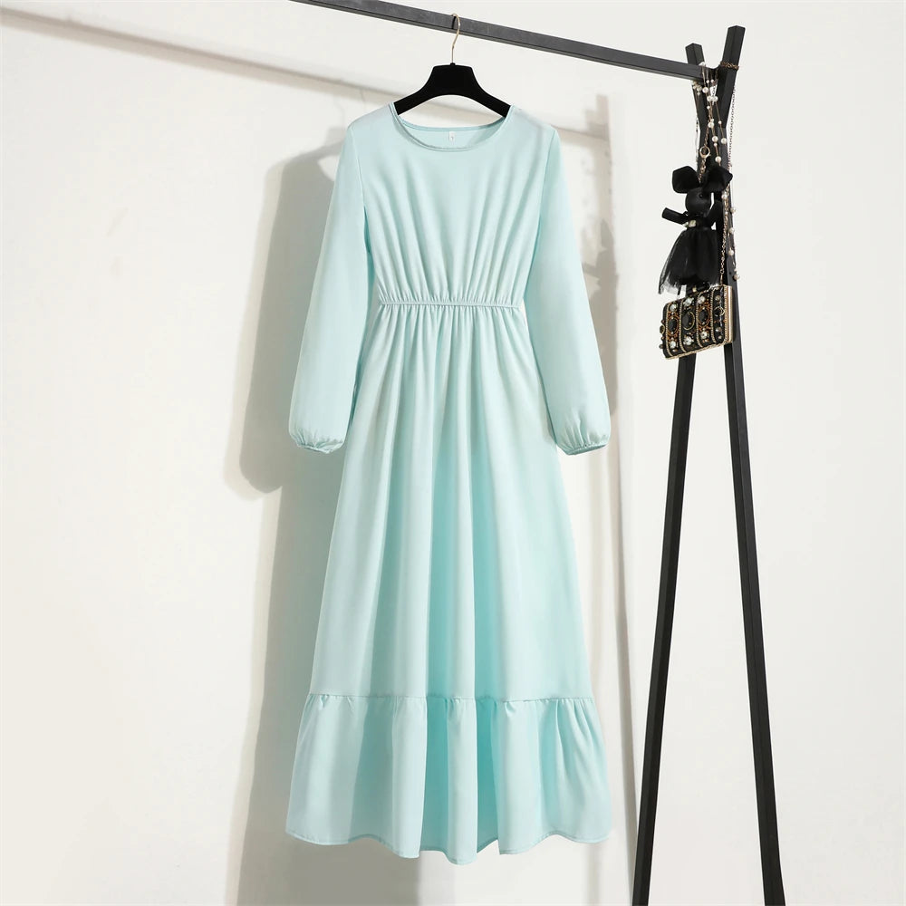Frühling Sommer Damen Maxikleider Casual Langarm Geblümt O-Ausschnitt Damen Boho Strandparty Langes Kleid Mujer Vestidos