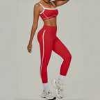 2PCS Damen Yoga-Set Hohe Taille Peach Hip Herausnehmbare Polsterung Sport-BH Hose Fitnessanzug Laufen Workout Gym Leggings Yoga-Set
