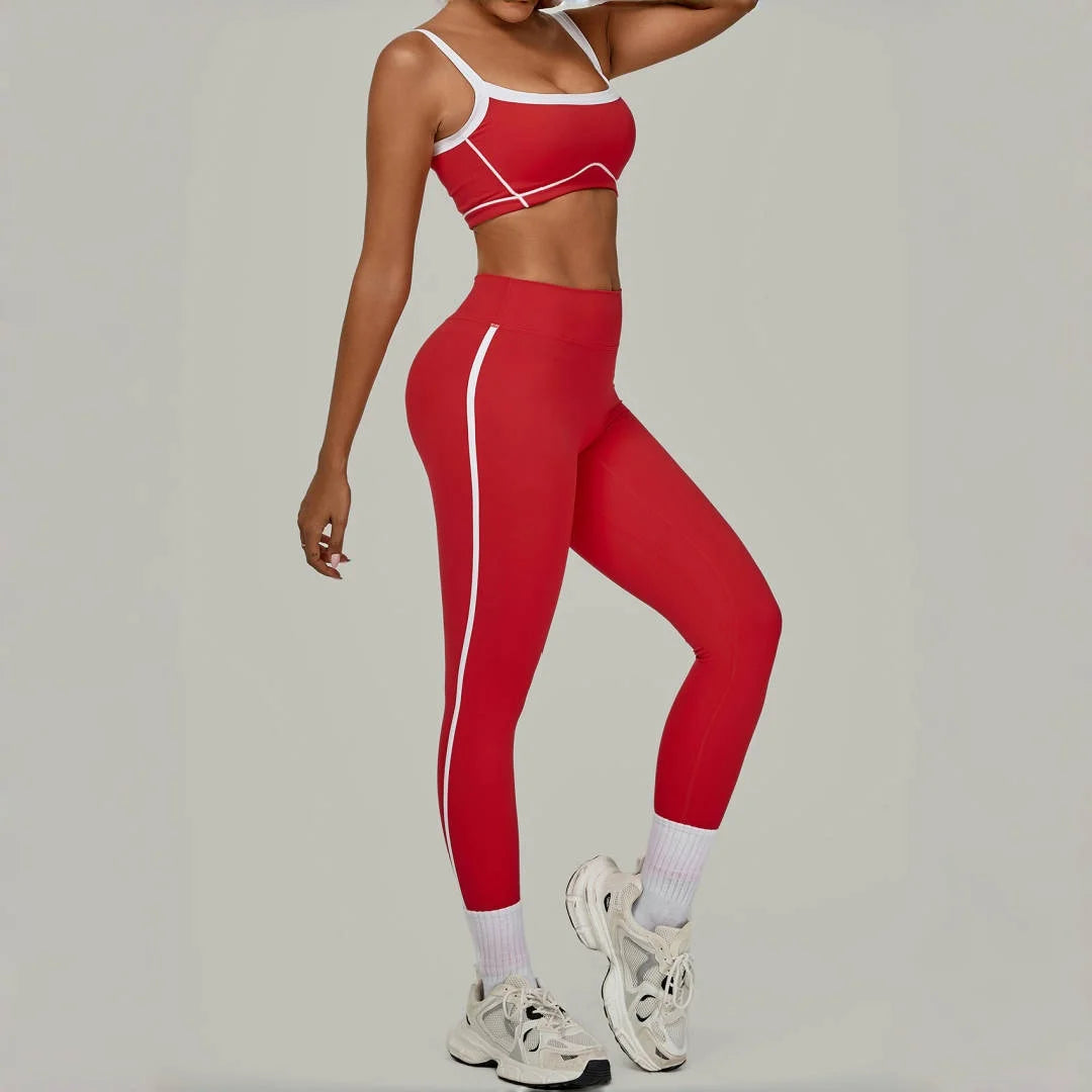 2PCS Damen Yoga-Set Hohe Taille Peach Hip Herausnehmbare Polsterung Sport-BH Hose Fitnessanzug Laufen Workout Gym Leggings Yoga-Set