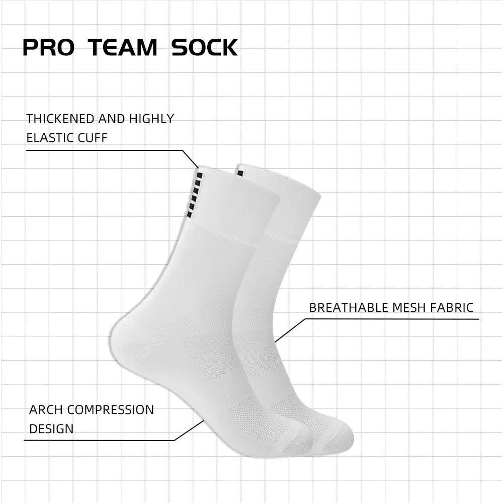 2 Paar hochwertige Profi-Team-Radfahrsocken für Damen und Herren, atmungsaktive Fahrradsocken, Sportbekleidung für draußen, Rennsocken Zweitbild