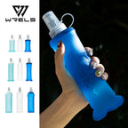 WRELS 250ml 500ml Soft Flask Folding Collapsible Water Bottle TPU BPA Free Outdoor Sport Portable   Water Bag Running Camping