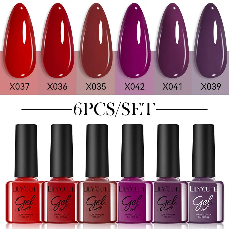 LILYCUTE 6PCS Gel-Nagellack-Set Sommer Neon Nagellack-Gel-Kits für DIY Nagel Semi-Permanenter UV-Lampe Gellack Nagellack-Set
