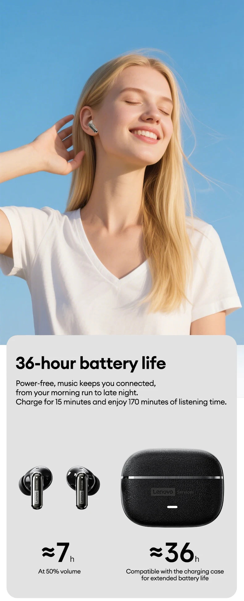 Choice Lenovo LE208 Kabellose Lederkopfhörer Bluetooth 6.0 ENC Kopfhörer Rauschunterdrückung Headset Geringe Latenz Gaming-Headset
