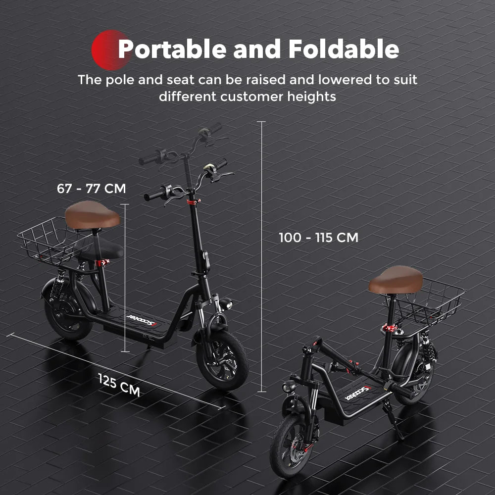 ISCOOTER i12 Elektroroller für Erwachsene 500W Motor E-Scooter 36V7.5AH Akku Elektroroller 12 Zoll Straßenreifen Elektroroller