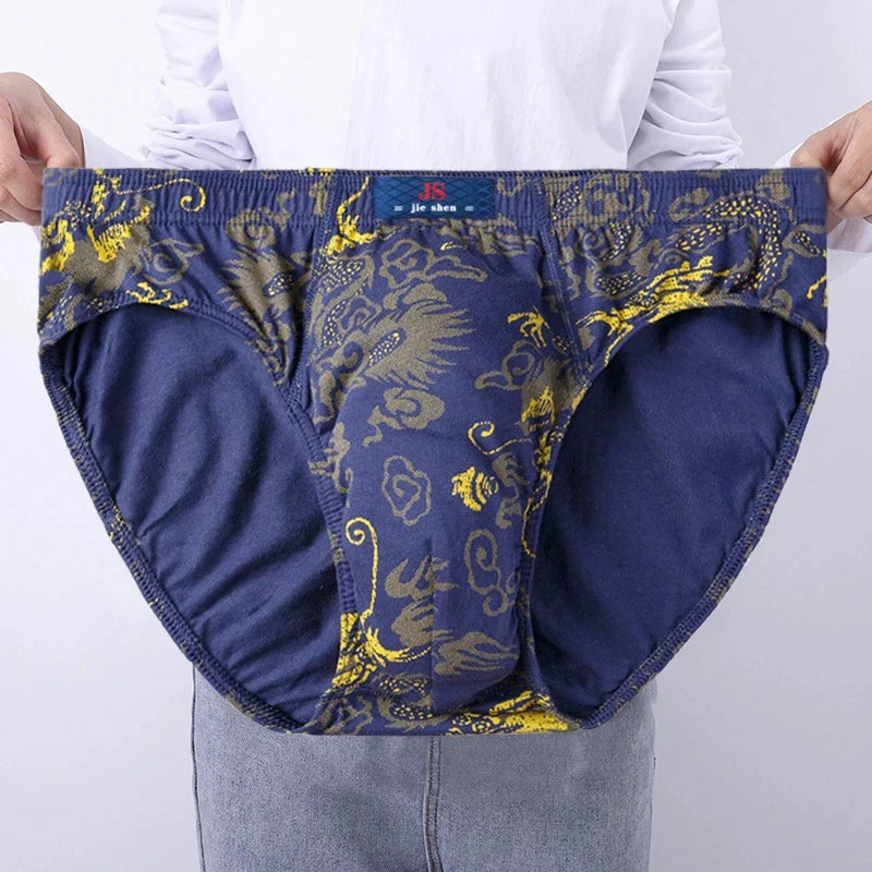 100% Baumwolle Herren-Slips Übergröße Bedruckte Slips Unterwäsche Lockere Dessous Feuchtigkeitsabsorbierend Atmungsaktive Unterhosen Hauptbild