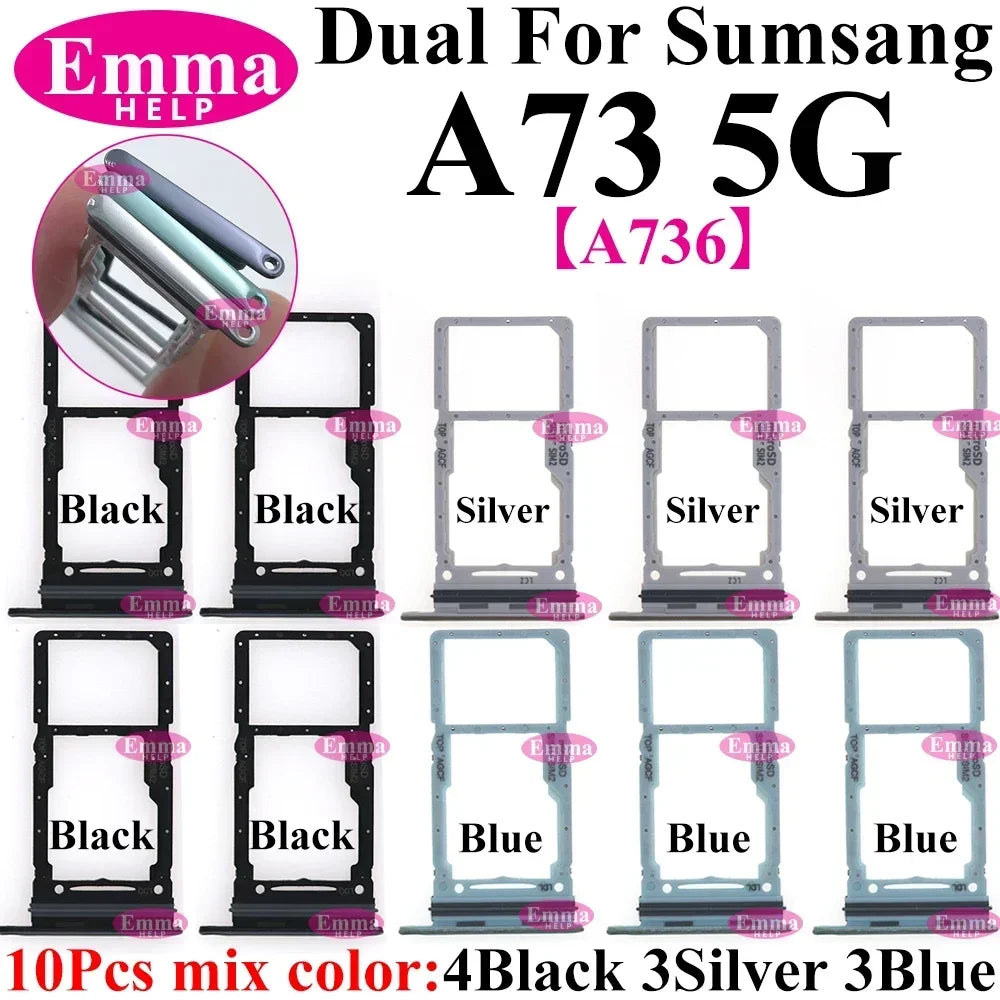 10Pcs Dual-Karten-Telefon-SIM-SD-Kartenfach für Samsung Galaxy A14 A24 A34 A54 A13 A23 A33 A53 A73 SIM-Kartenhalter-Adapter-Schublade
