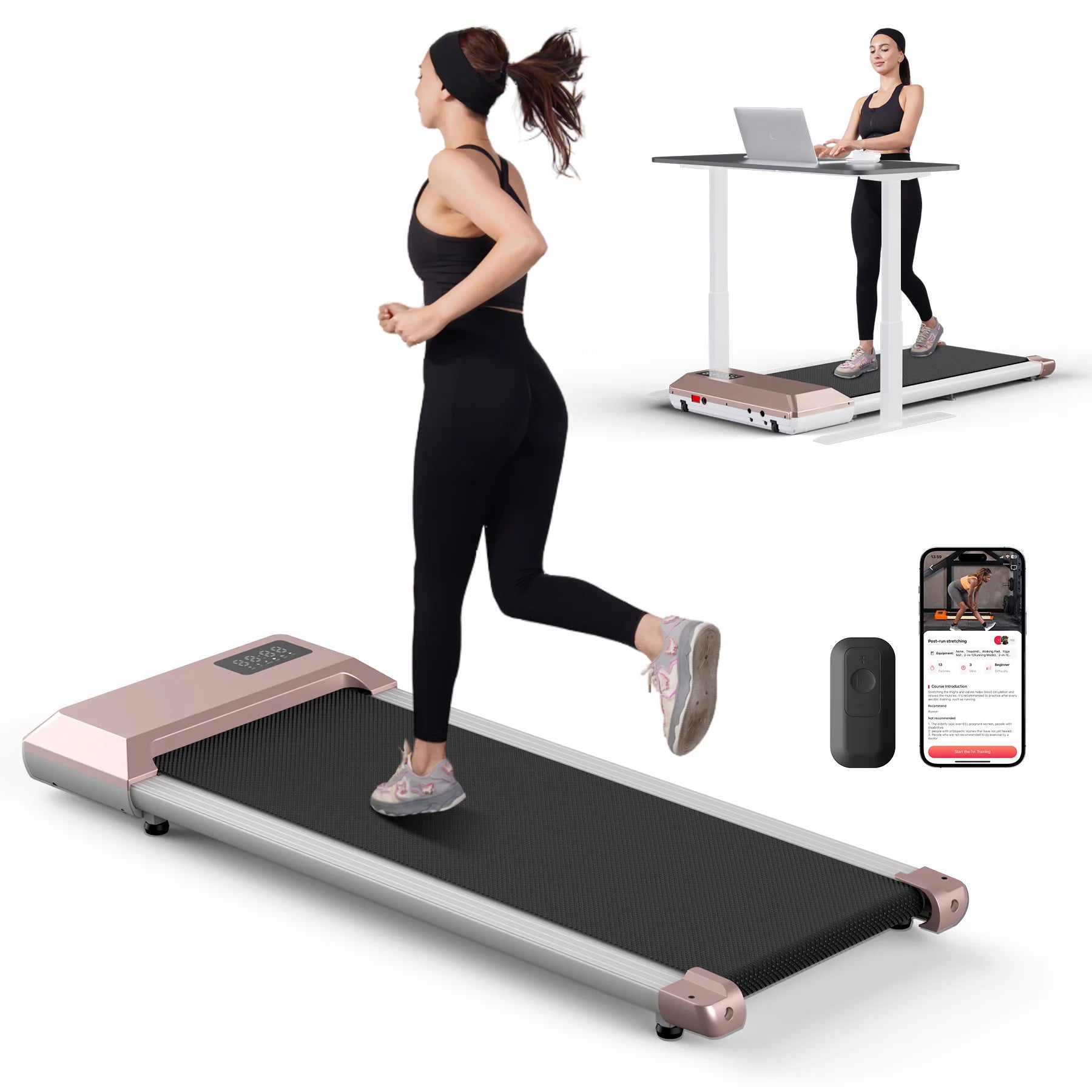 300lbs Laufband für Zuhause 2.5HP Laufbänder Walking Pad LCD Digitalanzeige 2in1 Walking Running Fitnessgerät