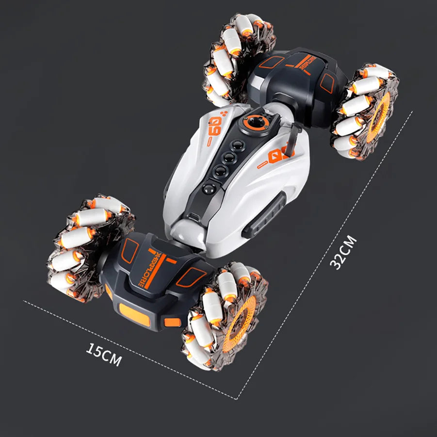 4WD RC Drift-Auto mit Musik, LED-Lichtern, 2.4G Gesten-Funkfernbedienung, Sprüh-Stunt-Auto, 360° drehbares Kletterauto, Spielzeuggeschenk