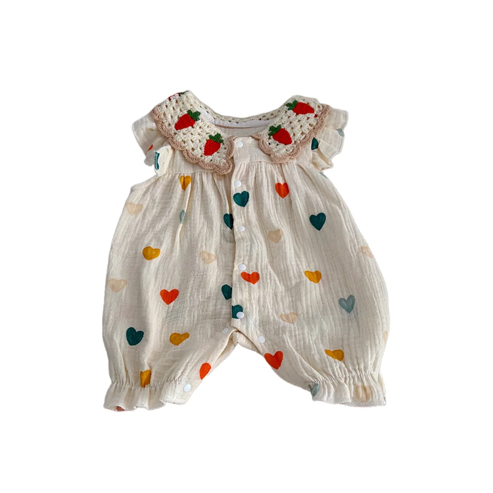 MILANCEL Sommer-Baby-Strampler 0-24M Süßer Liebes-Kleinkind-Overall Dünn Belüftete Babykleidung Karotten-Mädchen Einteiler