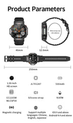 T-Rex 3 Ultra Militärische GPS-Smartwatch 10ATM Wasserdicht Kompass Höhenmesser Barometer AMOLED Herren HD Anruf Sport-Smartwatch