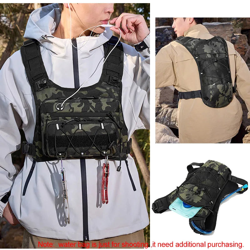 Lauf-Brusttasche Trinkweste zum Radfahren Wandern Fahrradrennen Marathon Tasche Herren Damen Sport Taktische Bauchtasche Camping Rucksack