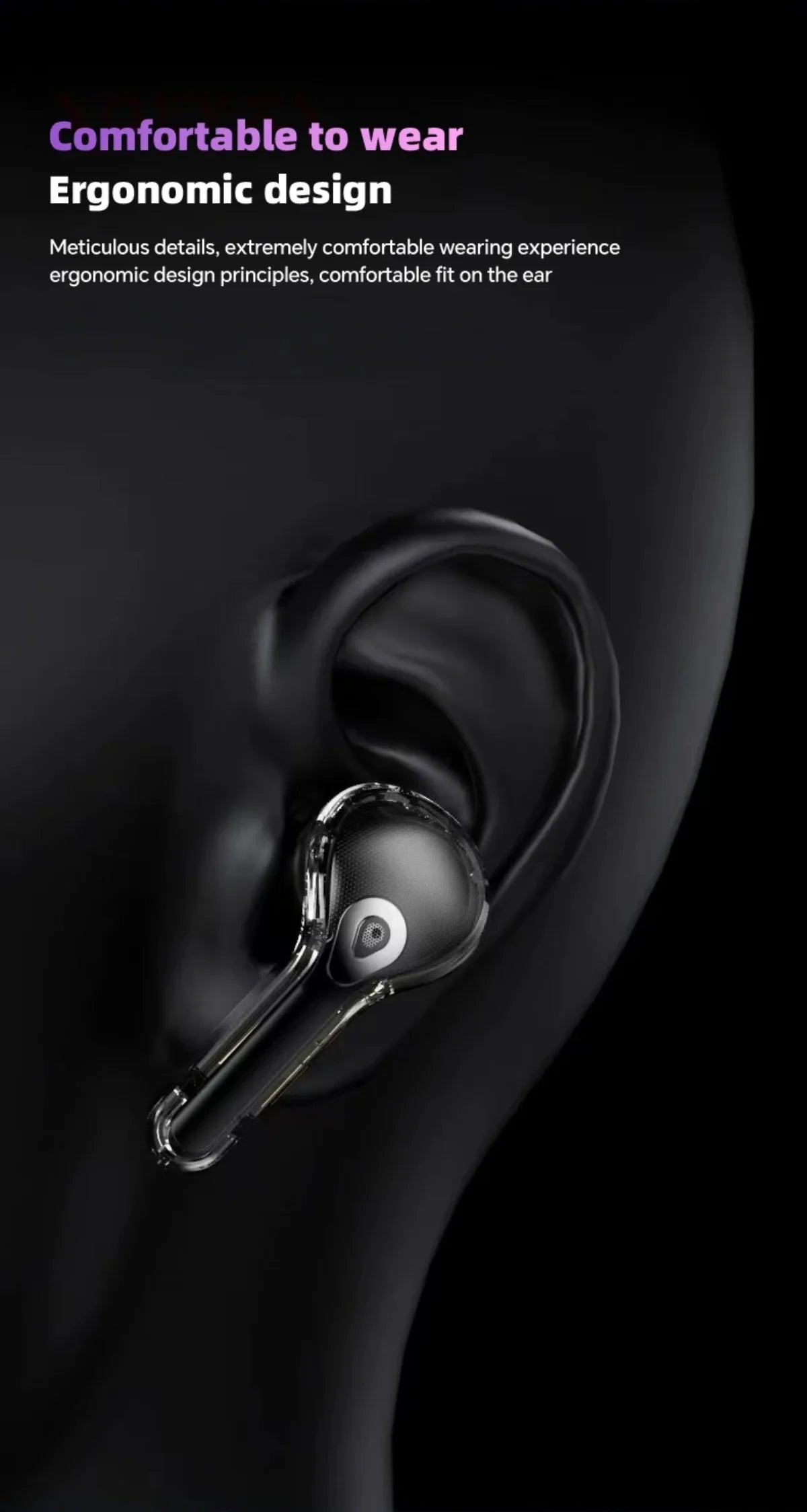 Übersetzung Kopfhörer mit Touchscreen Kabellos Bluetooth 5.4 Smart Earphone HiFi Audio Hohe Qualität Transparente Hülle Headset