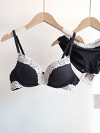 Sexy Leopard-Print-Dessous-Set für Damen, kabellos, unsichtbarer Push-Up für kleine Brüste, verstellbares A-bis-C-Körbchen, transparenter, reiner Spitzen-Look, S-XL