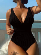 Tiefer V-Ausschnitt Einteiler Damen 2024 Push Up Bademode Weiblich Sexy Sommer Strandmode Schwimmen für Badeanzüge Micro Korean Monokini