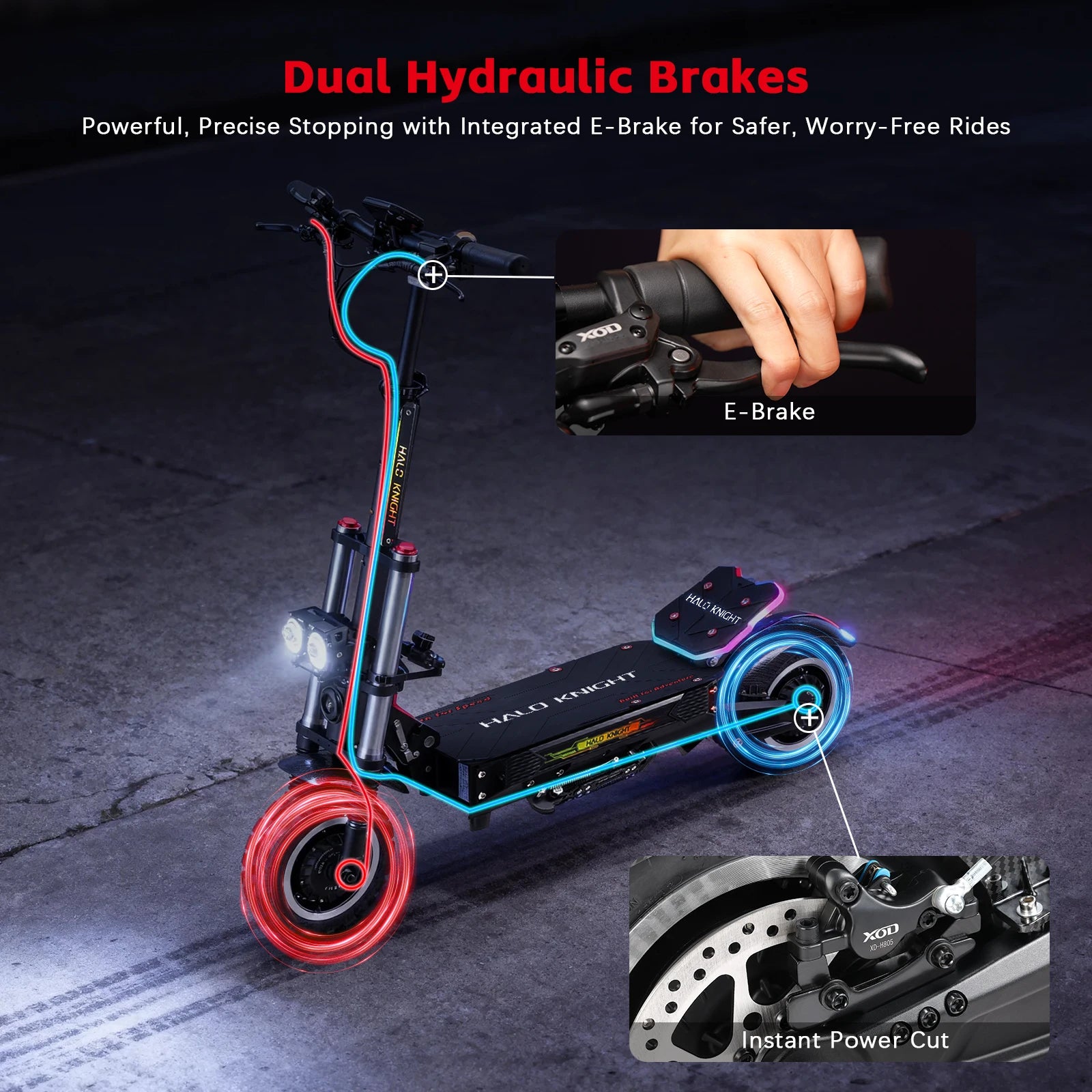 Neuer HALO KNIGHT T107Pro Smart E-Scooter für Erwachsene, großes Display, 60V 38.4Ah Akku, 3000W Dualmotor, 95KM/H Leistungsstarker Elektroroller