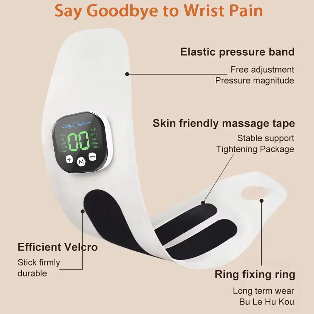 EMS Elektrisches kabelloses Handgelenk-Massagegerät 10 Modi Vibrationsmassage Linderung von Handmuskelermüdung USB wiederaufladbare Handgelenksbandage