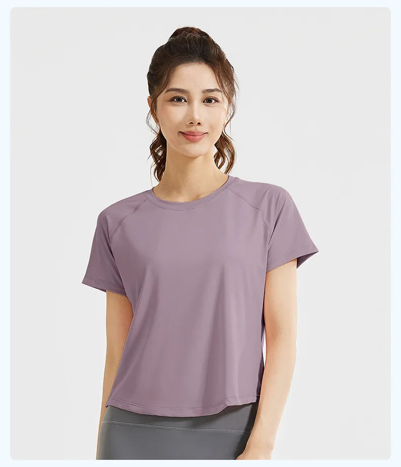 STOUREG Damen Lockeres Mesh Sport T-Shirt Schnell Trocknend Kurzarm Yoga T-Shirt Pilates Laufen Sport Fitness Kurzarm