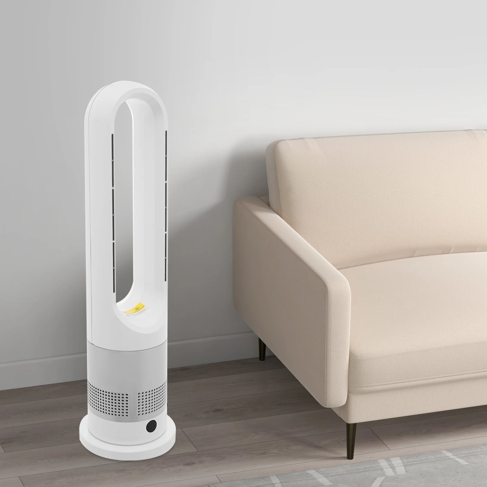 Ganzjähriger Dual-Modus Kühl-Heizturmventilator mit Fernbedienung 1200W Heizung 8 Geschwindigkeiten 9H Timer 80° Oszillation Sicher, Bladeless