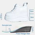 Fujin 13cm 2025 Echtes Leder Plateau Keilabsatz Flats Schuhe Chunky Sneaker Lässige Bequeme Hochwertige Herbst Spaziergangsschuhe